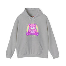 Load image into Gallery viewer, Purple Stitches Teddy Bear Hoodie
