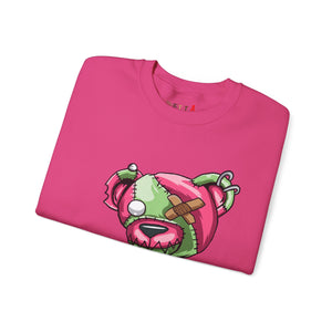 Pink & Green Patched Teddy Bear Sweatshirt