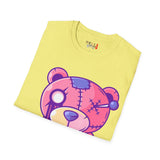 Patchy Pink Heart Teddy Bear Unisex Softstyle T-Shirt