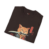 Samura Orange Kitty Japanese Samurai T Shirt, Asian Graphic Tee, Bushido Warrior Shirt