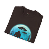 Bigfoot and  Alien T Shirt for Men/Women, Funny UFO Shirt, Sci Fi Graphic Tee