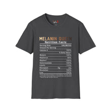 Load image into Gallery viewer, Melanin Queen Nutrition Facts Unisex Softstyle T-Shirt
