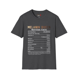 Melanin Queen Nutrition Facts Unisex Softstyle T-Shirt