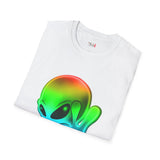 Neon Peace Sign Alien T Shirt for Men/Women, Funny UFO Shirt, Sci Fi Graphic Tee