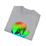 Neon Peace Sign Alien T Shirt for Men/Women, Funny UFO Shirt, Sci Fi Graphic Tee