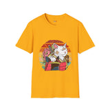 Banadaged Kitty Japanese Samurai T Shirt, Asian Graphic Tee, Bushido Warrior Shirt