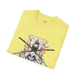 Dual Sword Fem Warrior Japanese Samurai T Shirt, Asian Graphic Tee, Bushido Warrior Shirt