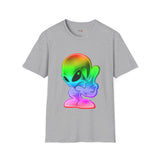 Neon Peace Sign Alien T Shirt for Men/Women, Funny UFO Shirt, Sci Fi Graphic Tee
