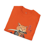Samura Orange Kitty Japanese Samurai T Shirt, Asian Graphic Tee, Bushido Warrior Shirt