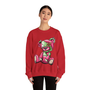 Pink & Green Patched Teddy Bear Sweatshirt