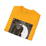 Black Cat The Moon XVII Tarot Card T Shirt, Mystic Graphic Tee, Spiritual Shirt