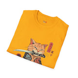 Samura Orange Kitty Japanese Samurai T Shirt, Asian Graphic Tee, Bushido Warrior Shirt