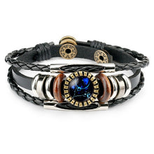 Load image into Gallery viewer, Zodiac Sign Bracelets For Women Men 12 Constellation Beaded Hand Woven PU Leather Bracelets
