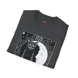 Black Cat The Moon XVII Tarot Card T Shirt, Mystic Graphic Tee, Spiritual Shirt