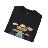 Believe Cat Abduction Vintage Alien T Shirt, Retro UFO Graphic Tee, Space Streetwear Shirt