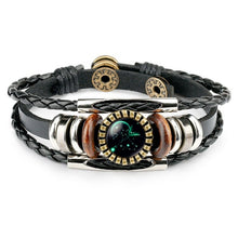 Load image into Gallery viewer, Zodiac Sign Bracelets For Women Men 12 Constellation Beaded Hand Woven PU Leather Bracelets
