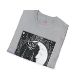 Black Cat The Moon XVII Tarot Card T Shirt, Mystic Graphic Tee, Spiritual Shirt