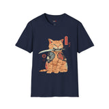 Samura Orange Kitty Japanese Samurai T Shirt, Asian Graphic Tee, Bushido Warrior Shirt