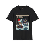 Samurai Kitty Duel Japanese Samurai T Shirt, Asian Graphic Tee, Bushido Warrior Shirt