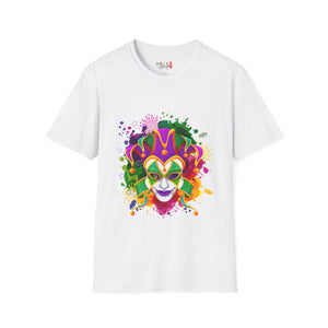 Mardi Gras Watercolor Mask Unisex Softstyle T-Shirt