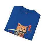 Samura Orange Kitty Japanese Samurai T Shirt, Asian Graphic Tee, Bushido Warrior Shirt