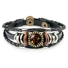 Load image into Gallery viewer, Zodiac Sign Bracelets For Women Men 12 Constellation Beaded Hand Woven PU Leather Bracelets
