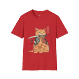 Samura Orange Kitty Japanese Samurai T Shirt, Asian Graphic Tee, Bushido Warrior Shirt