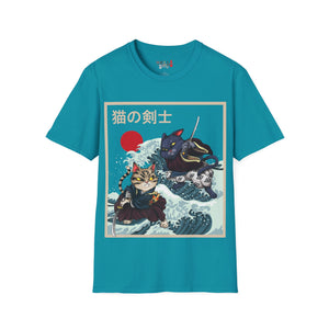 Dueling Samurai Cats Unisex Softstyle T-Shirt