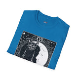 Black Cat The Moon XVII Tarot Card T Shirt, Mystic Graphic Tee, Spiritual Shirt