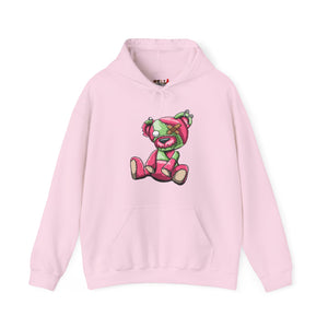 Pink & Green Patched Teddy Bear Hoodie