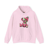 Pink & Green Patched Teddy Bear Hoodie