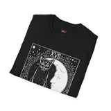 Black Cat The Moon XVII Tarot Card T Shirt, Mystic Graphic Tee, Spiritual Shirt
