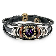 Load image into Gallery viewer, Zodiac Sign Bracelets For Women Men 12 Constellation Beaded Hand Woven PU Leather Bracelets
