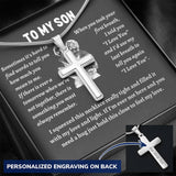 To my son from mom necklace, Mother Son necklace, Son Jewelry, Gifts For Son From Mom, Small Cross Necklace For Men Boys, 14K White Gold Stainless Steel Cross Pendant, Christmas Gift for Son