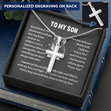 To my son from mom necklace, Mother Son necklace, Son Jewelry, Gifts For Son From Mom, Small Cross Necklace For Men Boys, 14K White Gold Stainless Steel Cross Pendant, Christmas Gift for Son