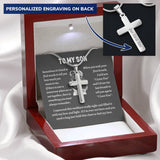 To my son from mom necklace, Mother Son necklace, Son Jewelry, Gifts For Son From Mom, Small Cross Necklace For Men Boys, 14K White Gold Stainless Steel Cross Pendant, Christmas Gift for Son