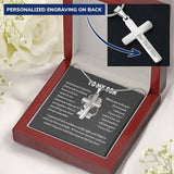 To my son from mom necklace, Mother Son necklace, Son Jewelry, Gifts For Son From Mom, Small Cross Necklace For Men Boys, 14K White Gold Stainless Steel Cross Pendant, Christmas Gift for Son