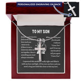 To my son from mom necklace, Mother Son necklace, Son Jewelry, Gifts For Son From Mom, Small Cross Necklace For Men Boys, 14K White Gold Stainless Steel Cross Pendant, Christmas Gift for Son