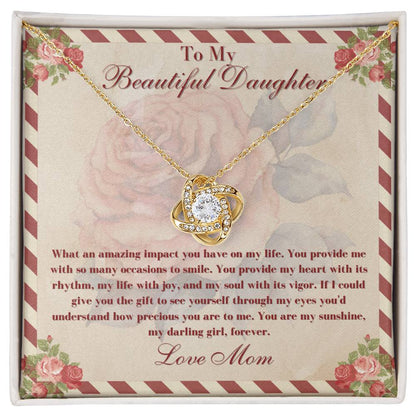 To My Beautiful Daughter Necklace from Mom, Mother to Daughter Necklace, Necklace for Daughter, Graduation, Birthday, Valentines Day, Christmas Gift, Wedding Gift For Daughter From Mom