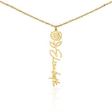 Custom Personalized Birth Month Flower Name Necklace