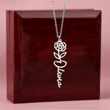 Custom Personalized Birth Month Flower Name Necklace