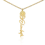 Custom Personalized Birth Month Flower Name Necklace