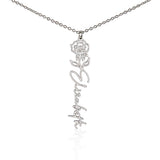 Custom Personalized Birth Month Flower Name Necklace