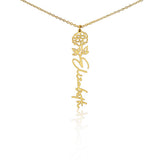 Custom Personalized Birth Month Flower Name Necklace