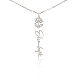 Custom Personalized Birth Month Flower Name Necklace