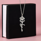 Custom Personalized Birth Month Flower Name Necklace