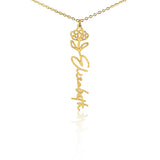 Custom Personalized Birth Month Flower Name Necklace