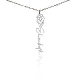Custom Personalized Birth Month Flower Name Necklace