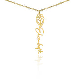 Custom Personalized Birth Month Flower Name Necklace