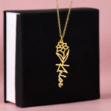 Custom Personalized Birth Month Flower Name Necklace